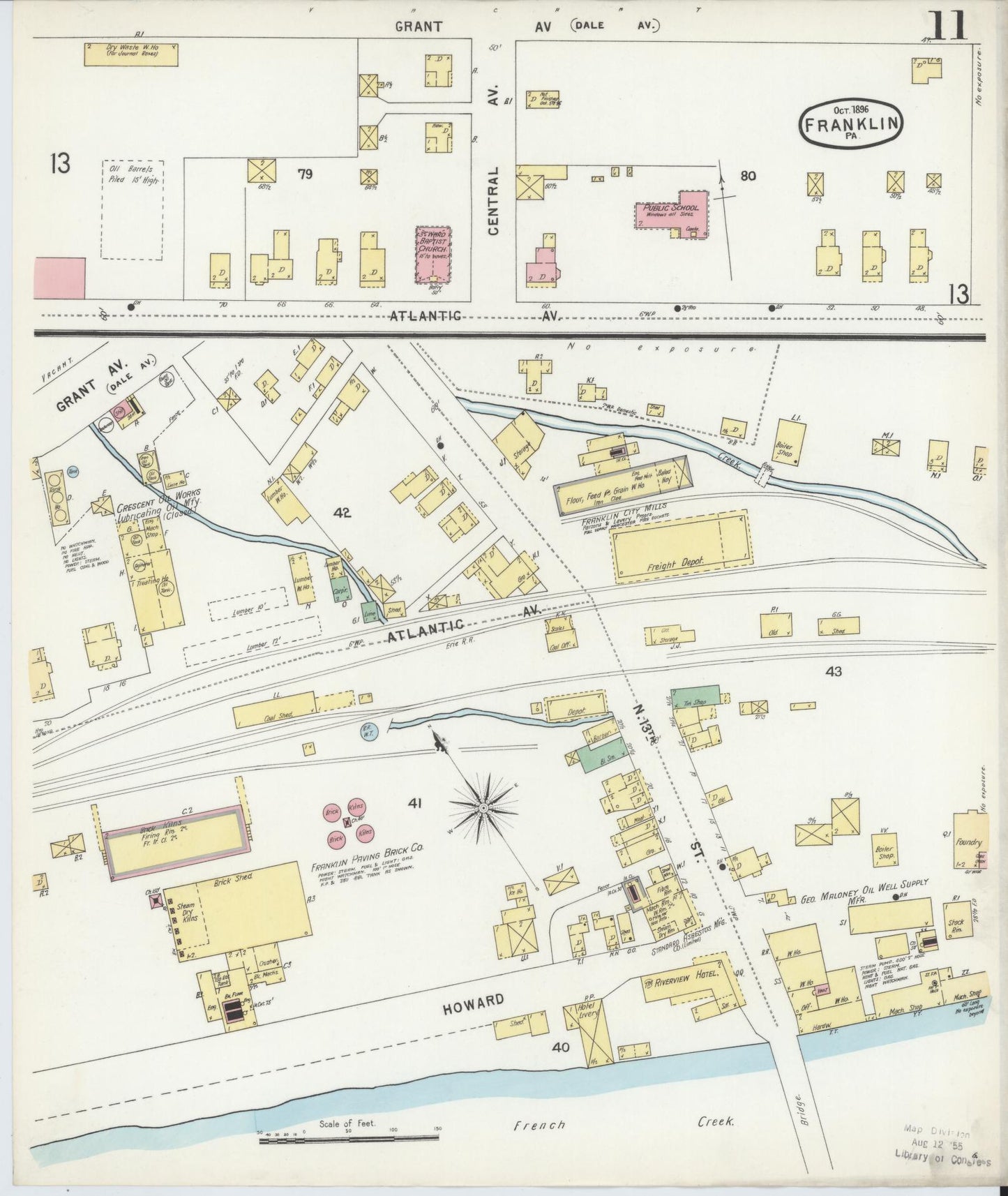 Sanborn Fire Insurance Map from Franklin, Venango County, Pennsylvania (1896), Sheet #0011 - Historic Sanborn Fire Insurance Map Print, vintage old map wall art, antique decor, genealogy gift, Pennsylvania Pennsylvania map