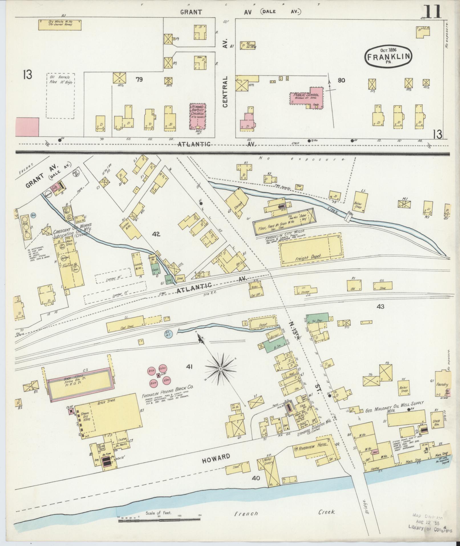 Sanborn Fire Insurance Map from Franklin, Venango County, Pennsylvania (1896), Sheet #0011 - Historic Sanborn Fire Insurance Map Print, vintage old map wall art, antique decor, genealogy gift, Pennsylvania Pennsylvania map