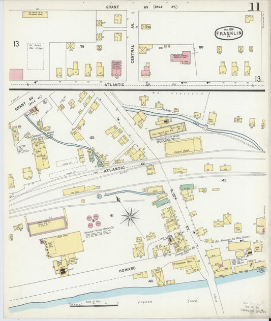 Sanborn Fire Insurance Map from Franklin, Venango County, Pennsylvania (1896), Sheet #0011 - Historic Sanborn Fire Insurance Map Print, vintage old map wall art, antique decor, genealogy gift, Pennsylvania Pennsylvania map