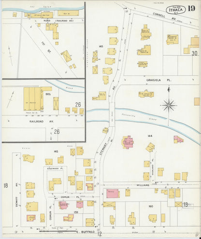 Sanborn Fire Insurance Map from Ithaca, Tompkins County, New York (1904), Sheet #0019 - Complete Map Set gallery image, historic Sanborn map, vintage wall art, New York New York