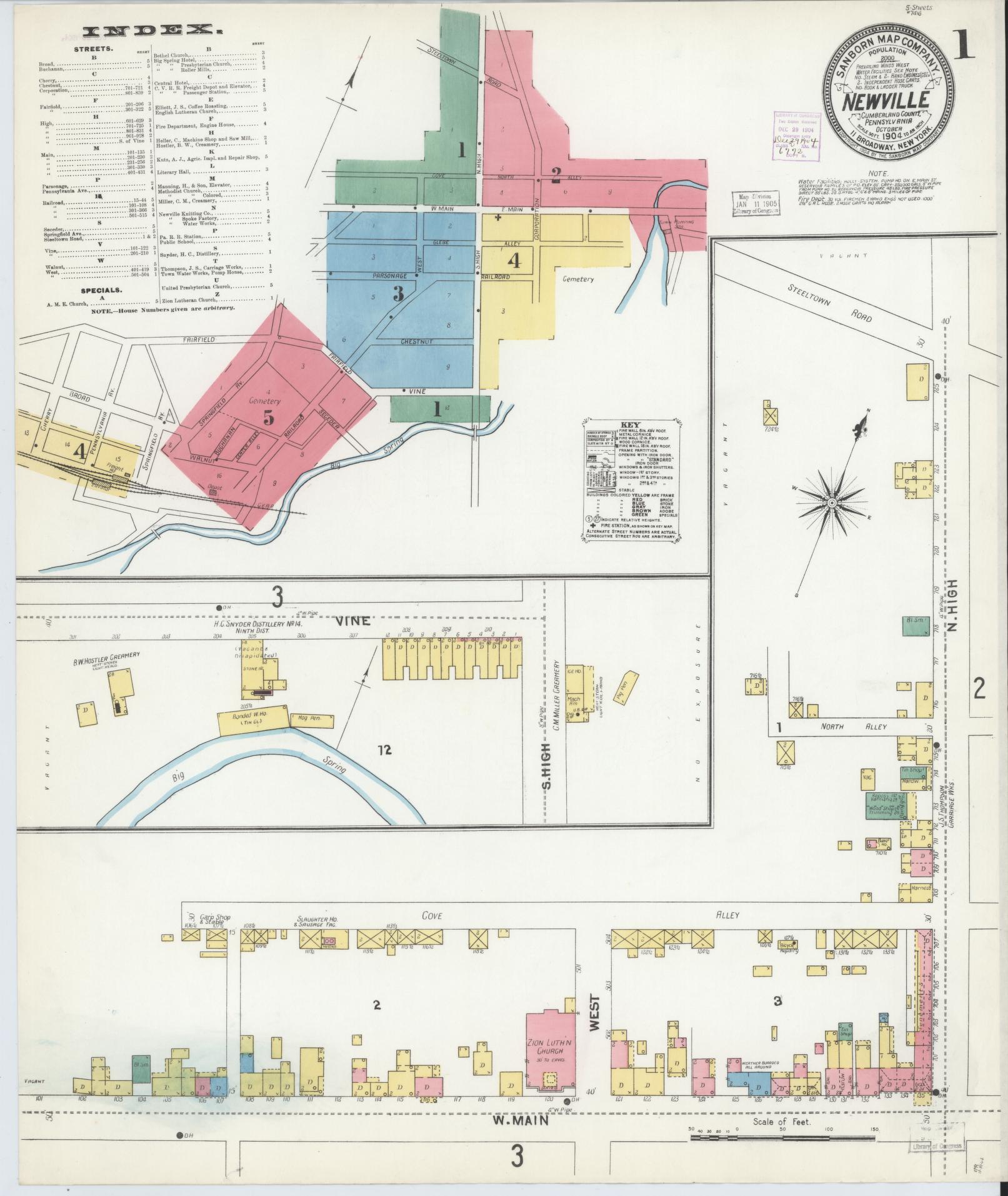 Sanborn Fire Insurance Map from Newville, Cumberland County, Pennsylvania (1904), Sheet #0001 - Complete Map Set gallery image, historic Sanborn map, vintage wall art, Pennsylvania Pennsylvania