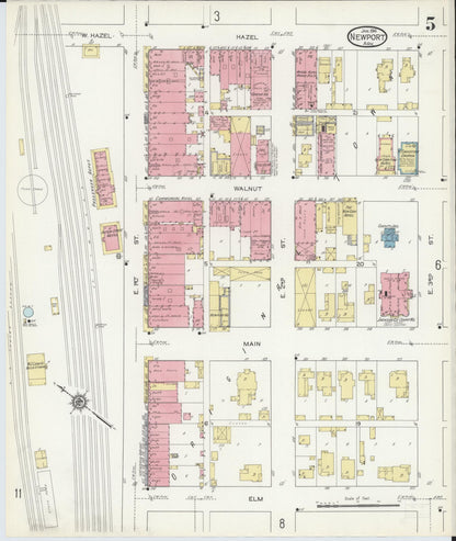 Sanborn Fire Insurance Map from Newport, Jackson County, Arkansas (1914), Sheet #0005 - Complete Map Set gallery image, historic Sanborn map, vintage wall art, Arkansas Arkansas