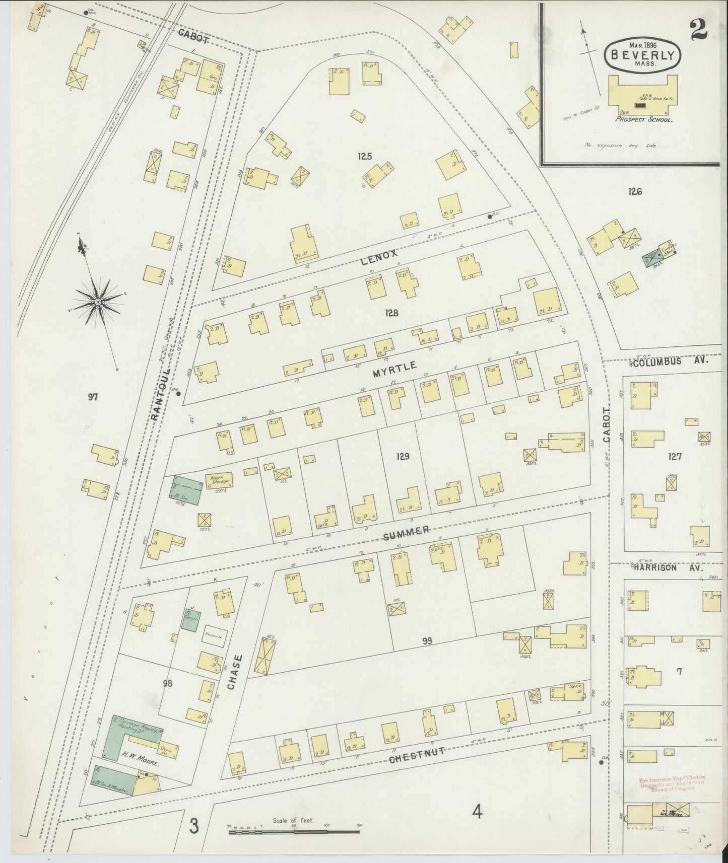 Sanborn Fire Insurance Map from Beverly, Essex County, Massachusetts (1896), Sheet #0002 - Complete Map Set gallery image, historic Sanborn map, vintage wall art, Massachusetts Massachusetts