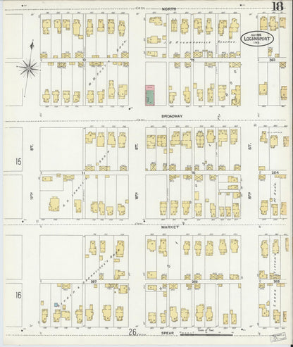Sanborn Fire Insurance Map from Logansport, Cass County, Indiana (1906), Sheet #0018 - Historic Sanborn Fire Insurance Map Print, vintage old map wall art, antique decor, genealogy gift, Indiana Indiana map