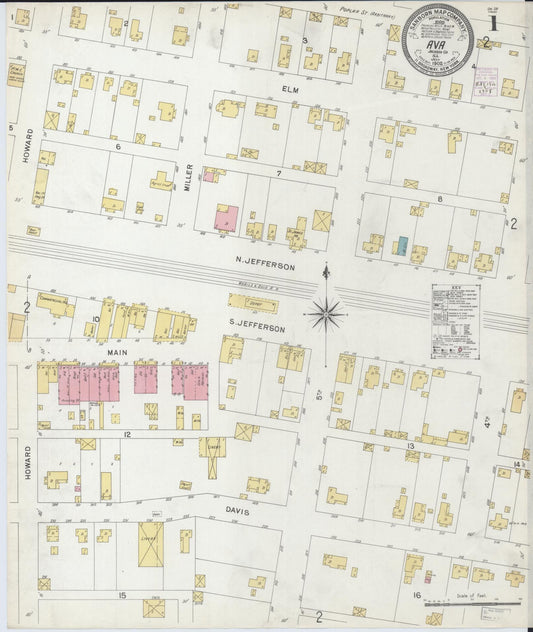 Sanborn Fire Insurance Map from Ava, Jackson County, Illinois (1902), Sheet #0001 - Historic Sanborn Fire Insurance Map Print, vintage old map wall art, antique decor, genealogy gift, Illinois Illinois map