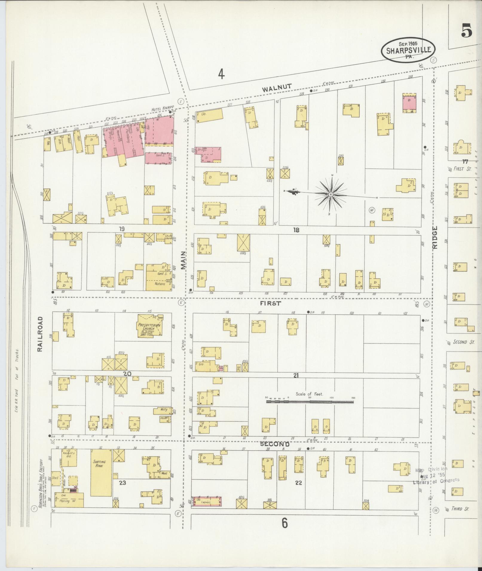 Sanborn Fire Insurance Map from Sharpsville, Mercer County, Pennsylvania (1905), Sheet #0005 - Complete Map Set gallery image, historic Sanborn map, vintage wall art, Pennsylvania Pennsylvania