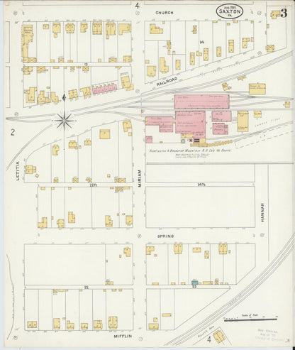 Sanborn Fire Insurance Map from Saxton, Bedford County, Pennsylvania (1905), Sheet #0003 - Historic Sanborn Fire Insurance Map Print, vintage old map wall art, antique decor, genealogy gift, Pennsylvania Pennsylvania map