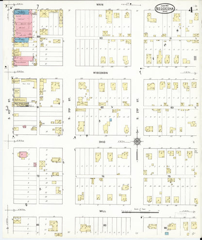 Sanborn Fire Insurance Map from Neodesha, Wilson County, Kansas (1912), Sheet #0004 - Complete Map Set gallery image, historic Sanborn map, vintage wall art, Kansas Kansas