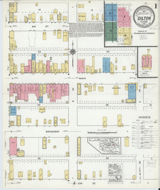 Sanborn Fire Insurance Map from Oilton, Creek County, Oklahoma (1919), Sheet #0001 - Complete Map Set gallery image, historic Sanborn map, vintage wall art, Oklahoma Oklahoma