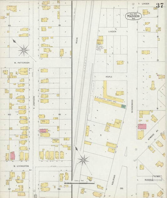 Sanborn Fire Insurance Map from Madison, Dane County, Wisconsin (1902), Sheet #0037 - Historic Sanborn Fire Insurance Map Print, vintage old map wall art, antique decor, genealogy gift, Wisconsin Wisconsin map
