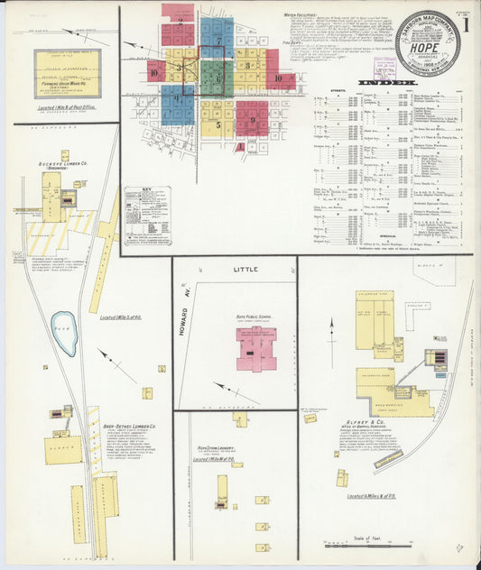 Sanborn Fire Insurance Map from Hope, Hempstead County, Arkansas. (1908) – Historic Sanborn Fire Insurance Map Print