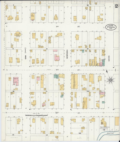Sanborn Fire Insurance Map from Ponca, Dixon County, Nebraska (1904), Sheet #0002 - Complete Map Set gallery image, historic Sanborn map, vintage wall art, Nebraska Nebraska