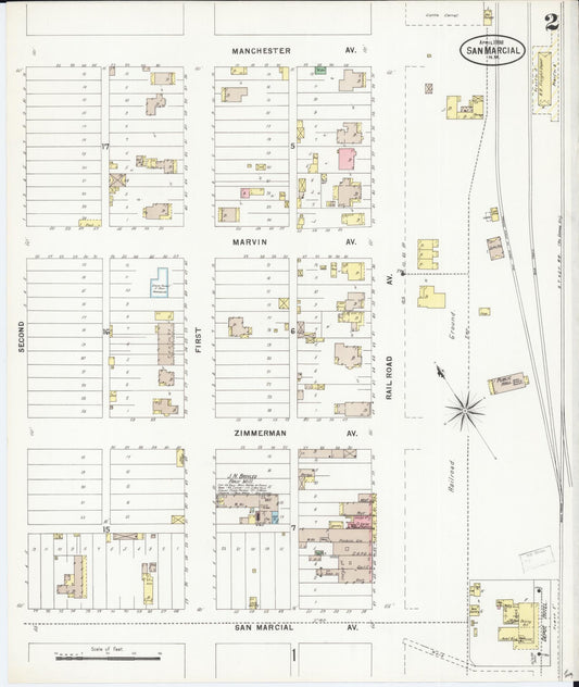 Sanborn Fire Insurance Map from San Marcial, Socorro County, New Mexico (1898), Sheet #0002 - Historic Sanborn Fire Insurance Map Print, vintage old map wall art, antique decor, genealogy gift, New Mexico New Mexico map
