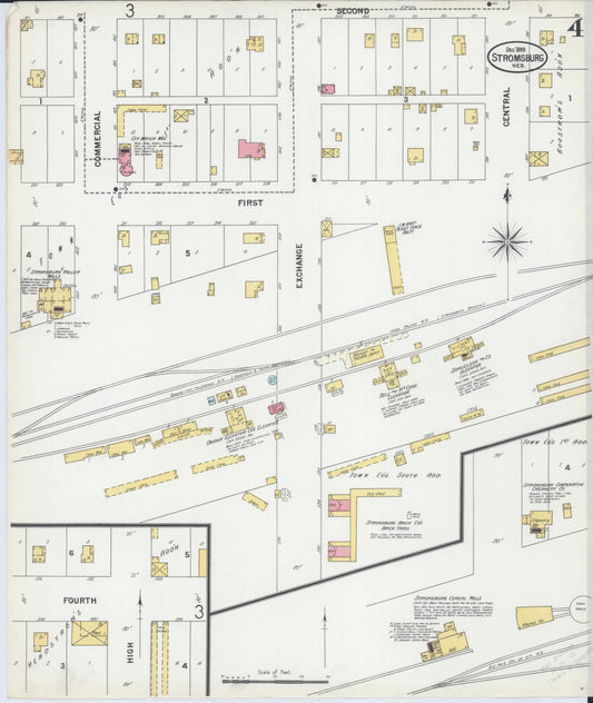 Sanborn Fire Insurance Map from Stromsburg, Polk County, Nebraska (1899), Sheet #0004 - Historic Sanborn Fire Insurance Map Print, vintage old map wall art, antique decor, genealogy gift, Nebraska Nebraska map