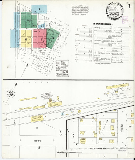 Sanborn Fire Insurance Map from Audubon, Audubon County, Iowa (1901), Sheet #0001 - Historic Sanborn Fire Insurance Map Print, vintage old map wall art