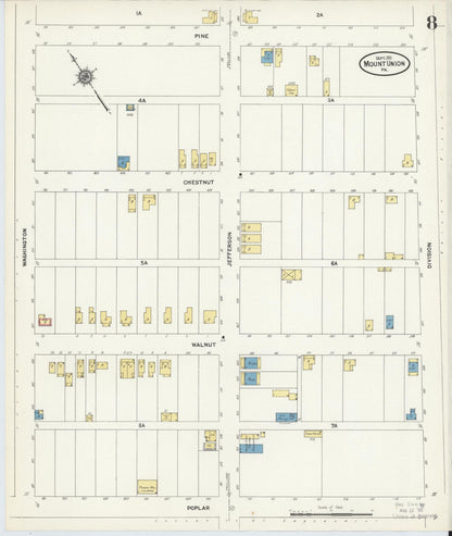 Sanborn Fire Insurance Map from Mount Union, Huntingdon County, Pennsylvania (1911), Sheet #0008 - Complete Map Set gallery image, historic Sanborn map, vintage wall art, Pennsylvania Pennsylvania