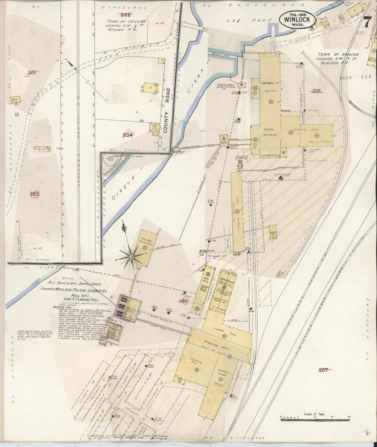 Sanborn Fire Insurance Map from Winlock, Lewis County, Washington (1942), Sheet #0007 - Historic Sanborn Fire Insurance Map Print, vintage old map wall art, antique decor, genealogy gift, Washington Washington map