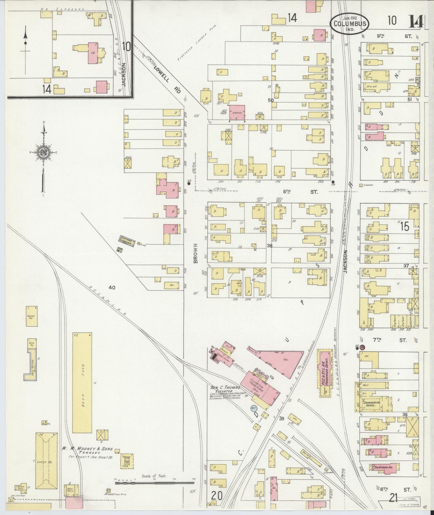Sanborn Fire Insurance Map from Columbus, Bartholomew County, Indiana (1912), Sheet #0014 - Complete Map Set gallery image, historic Sanborn map, vintage wall art, Indiana Indiana