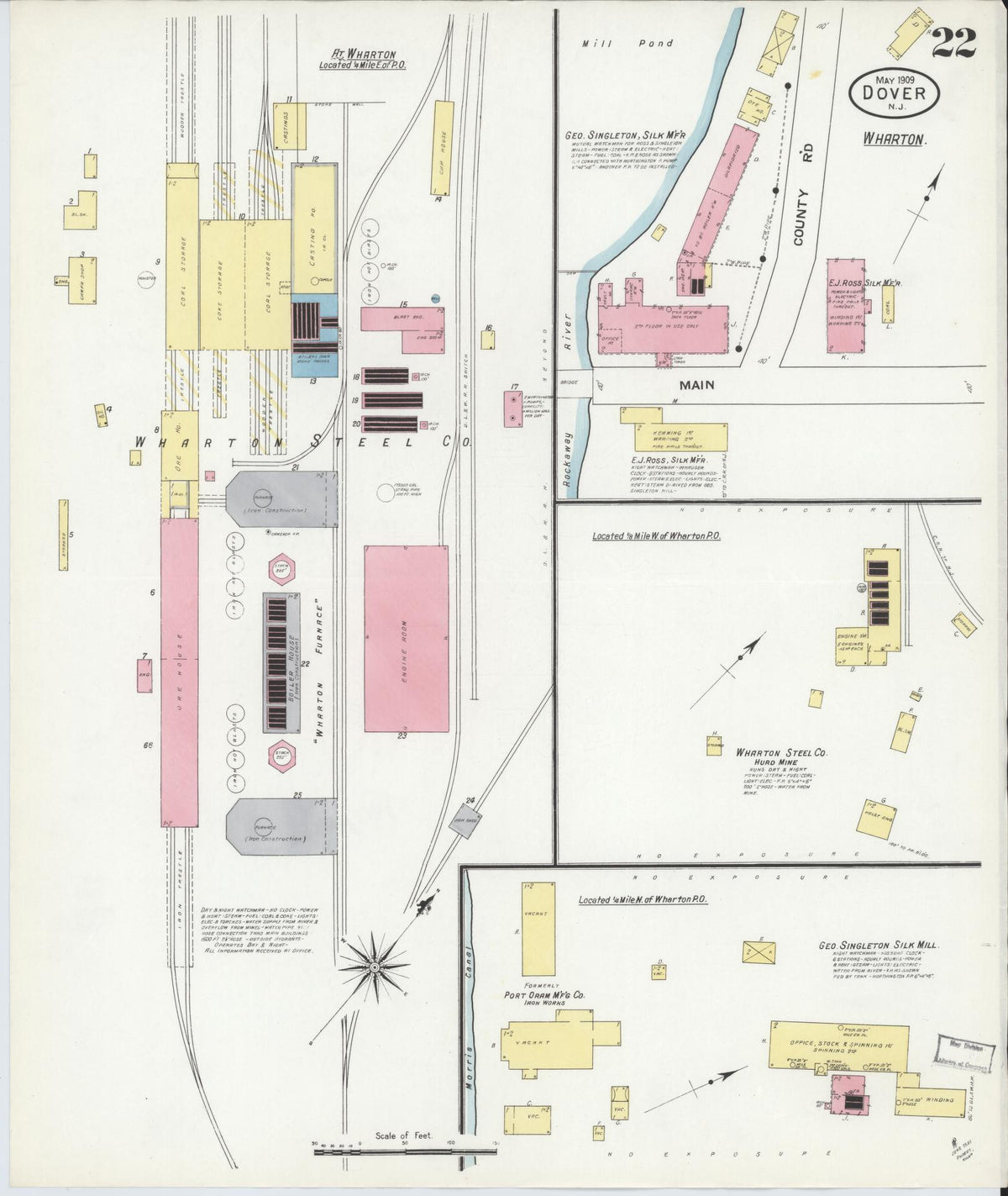 Sanborn Fire Insurance Map from Dover, Morris County, New Jersey (1909), Sheet #0022 - Complete Map Set gallery image, historic Sanborn map, vintage wall art, New Jersey New Jersey