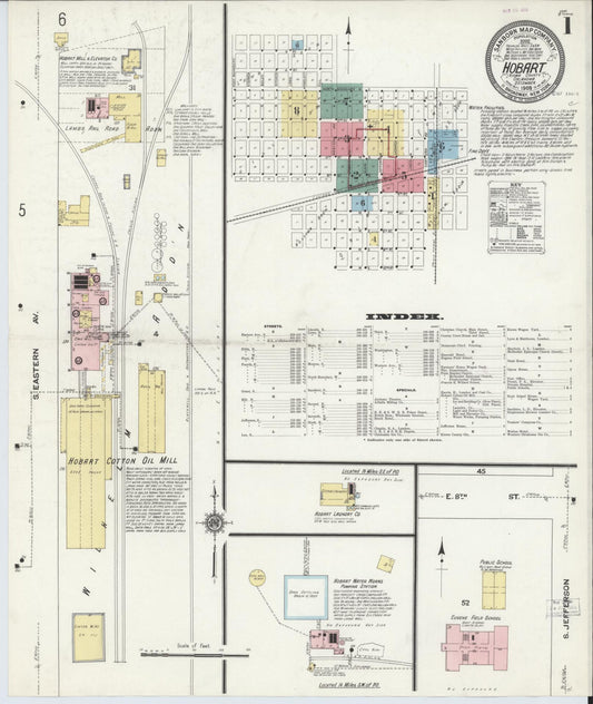 Sanborn Fire Insurance Map from Hobart, Kiowa County, Oklahoma (1909), Sheet #0001 - Complete Map Set gallery image, historic Sanborn map, vintage wall art, Oklahoma Oklahoma