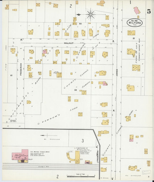 Sanborn Fire Insurance Map from Milford, Iroquois County, Illinois (1906), Sheet #0005 - Historic Sanborn Fire Insurance Map Print, vintage old map wall art, antique decor, genealogy gift, Illinois Illinois map