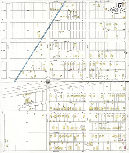 Sanborn Fire Insurance Map from Pocatello, Bannock County, Idaho (1921), Sheet #0037 - Complete Map Set gallery image, historic Sanborn map, vintage wall art, Idaho Idaho