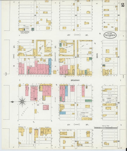 Sanborn Fire Insurance Map from Tecumseh, Pottawatomie County, Oklahoma (1904), Sheet #0002 - Complete Map Set gallery image, historic Sanborn map, vintage wall art, Oklahoma Oklahoma