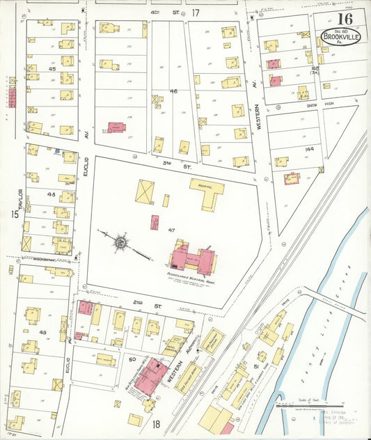 Sanborn Fire Insurance Map from Brookville, Jefferson County, Pennsylvania (1921), Sheet #0016 - Historic Sanborn Fire Insurance Map Print, vintage old map wall art, antique decor, genealogy gift, Pennsylvania Pennsylvania map