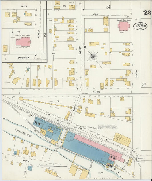 Sanborn Fire Insurance Map from Lockport, Niagara County, New York (1903), Sheet #0023 - Historic Sanborn Fire Insurance Map Print, vintage old map wall art, antique decor, genealogy gift, New York New York map