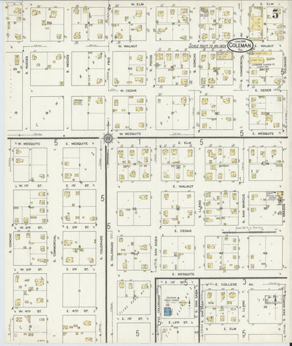 Sanborn Fire Insurance Map from Coleman, Coleman County, Texas (1916), Sheet #0005 - Complete Map Set gallery image, historic Sanborn map, vintage wall art, Texas Texas