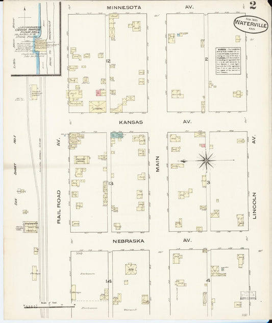 Sanborn Fire Insurance Map from Waterville, Marshall County, Kansas (1885), Sheet #0002 - Historic Sanborn Fire Insurance Map Print, vintage old map wall art, antique decor, genealogy gift, Kansas Kansas map