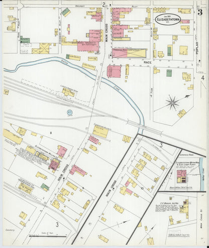 Sanborn Fire Insurance Map from Elizabethtown, Hardin County, Kentucky (1901), Sheet #0003 - Complete Map Set gallery image, historic Sanborn map, vintage wall art, Kentucky Kentucky