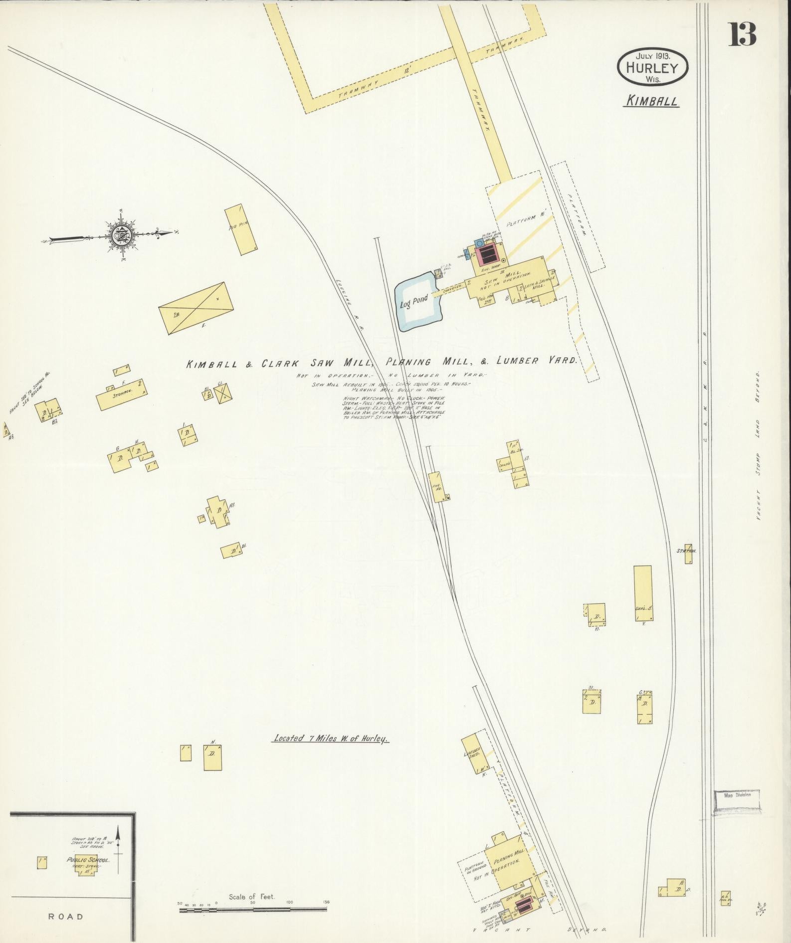 Sanborn Fire Insurance Map from Hurley, Iron County, Wisconsin (1913), Sheet #0013 - Complete Map Set gallery image, historic Sanborn map, vintage wall art, Wisconsin Wisconsin