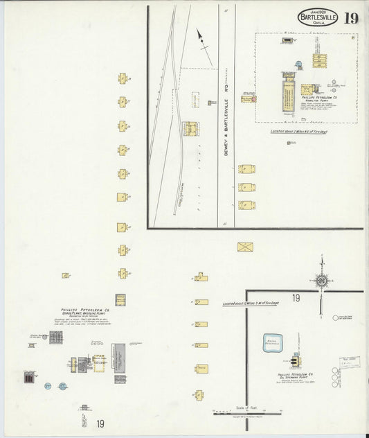 Sanborn Fire Insurance Map from Bartlesville, Washington County, Oklahoma (1920), Sheet #0019 - Historic Sanborn Fire Insurance Map Print, vintage old map wall art, antique decor, genealogy gift, Oklahoma Oklahoma map