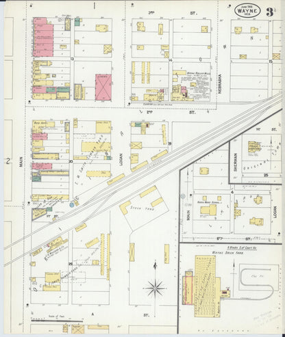 Sanborn Fire Insurance Map from Wayne, Wayne County, Nebraska (1902), Sheet #0003 - Complete Map Set gallery image, historic Sanborn map, vintage wall art, Nebraska Nebraska