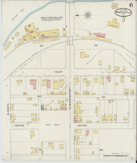 Sanborn Fire Insurance Map from New Castle, Lawrence County, Pennsylvania (1894), Sheet #0006 - Historic Sanborn Fire Insurance Map Print, vintage old map wall art, antique decor, genealogy gift, Pennsylvania Pennsylvania map