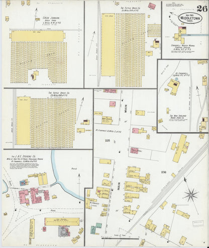 Sanborn Fire Insurance Map from Middletown, Middlesex County, Connecticut (1901), Sheet #0026 - Complete Map Set gallery image, historic Sanborn map, vintage wall art, Connecticut Connecticut