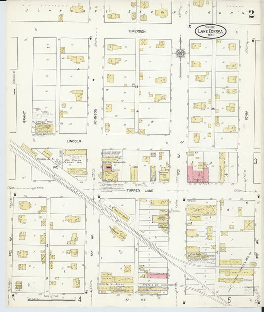 Sanborn Fire Insurance Map from Lake Odessa, Ionia County, Michigan (1912), Sheet #0002 - Historic Sanborn Fire Insurance Map Print, vintage old map wall art, antique decor, genealogy gift, Michigan Michigan map