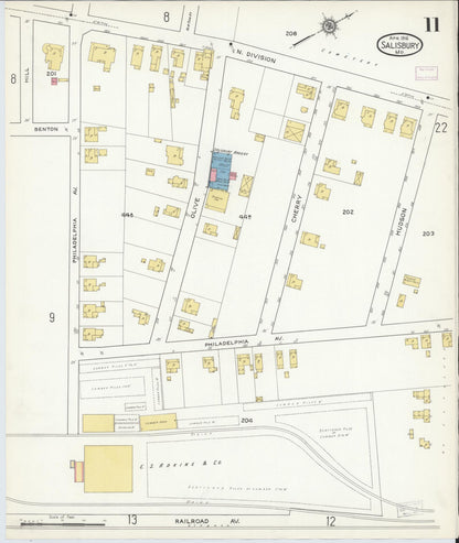 Sanborn Fire Insurance Map from Salisbury, Wicomico County, Maryland (1916), Sheet #0011 - Complete Map Set gallery image, historic Sanborn map, vintage wall art, Maryland Maryland