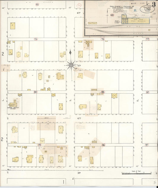 Sanborn Fire Insurance Map from Lind, Adams County, Washington (1943), Sheet #0003 - Historic Sanborn Fire Insurance Map Print, vintage old map wall art, antique decor, genealogy gift, Washington Washington map