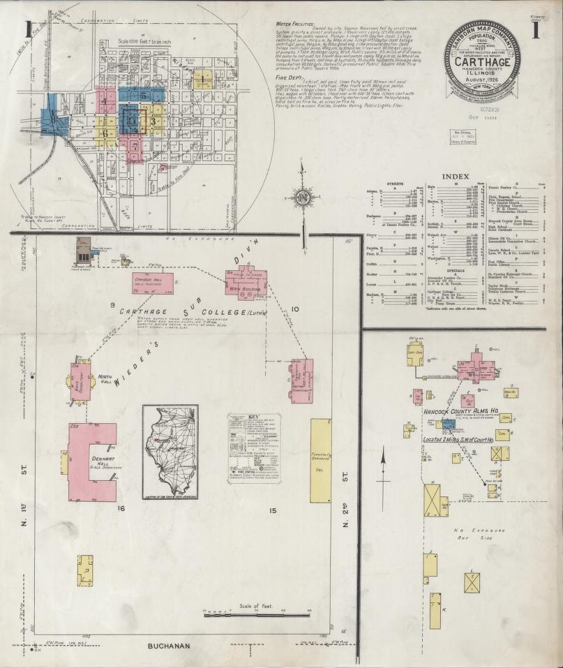 Sanborn Fire Insurance Map from Carthage, Hancock County, Illinois. (1926) – Map View
