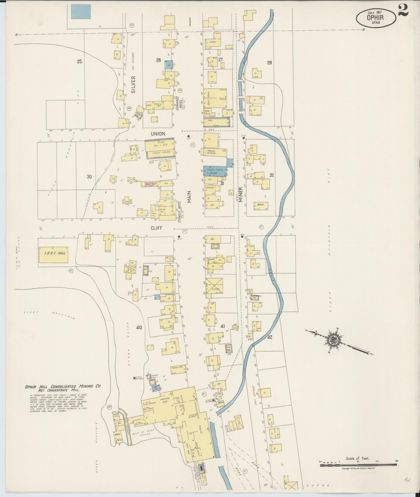 Sanborn Fire Insurance Map from Ophir, Tooele County, Utah (1917), Sheet #0002 - Complete Map Set gallery image, historic Sanborn map, vintage wall art, Utah Utah