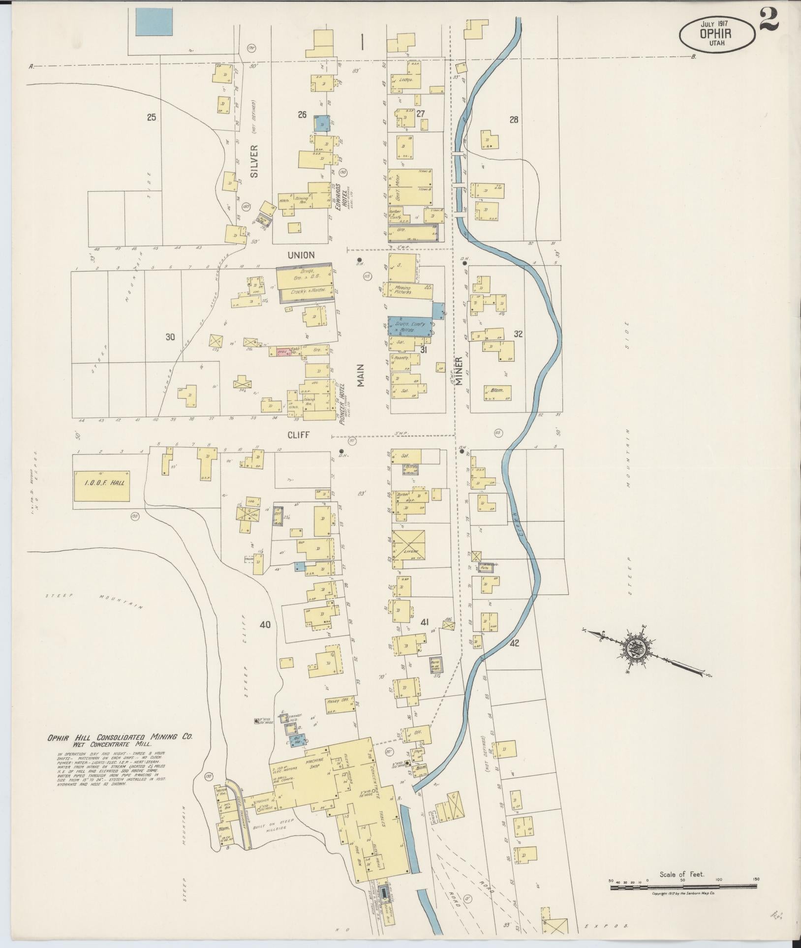 Sanborn Fire Insurance Map from Ophir, Tooele County, Utah (1917), Sheet #0002 - Complete Map Set gallery image, historic Sanborn map, vintage wall art, Utah Utah