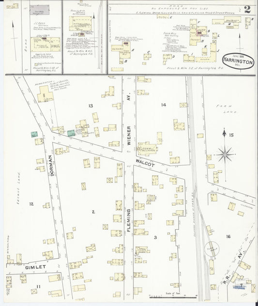 Sanborn Fire Insurance Map from Harrington, Kent County, Delaware (1891), Sheet #0002 - Historic Sanborn Fire Insurance Map Print, vintage old map wall art, antique decor, genealogy gift, Delaware Delaware map