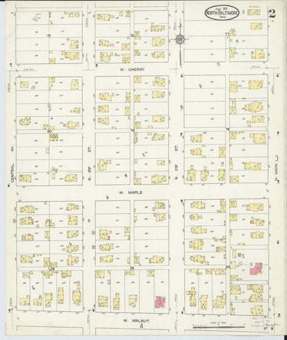 Sanborn Fire Insurance Map from North Baltimore, Wood County, Ohio (1913), Sheet #0002 - Historic Sanborn Fire Insurance Map Print, vintage old map wall art, antique decor, genealogy gift, Ohio Ohio map