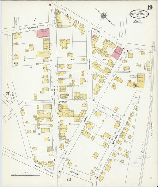 Sanborn Fire Insurance Map from Pawtuxet Valley, Kent and Providence Counties, Rhode Island (1911), Sheet #0019 - Historic Sanborn Fire Insurance Map Print, vintage old map wall art, antique decor, genealogy gift, Washington Washington map