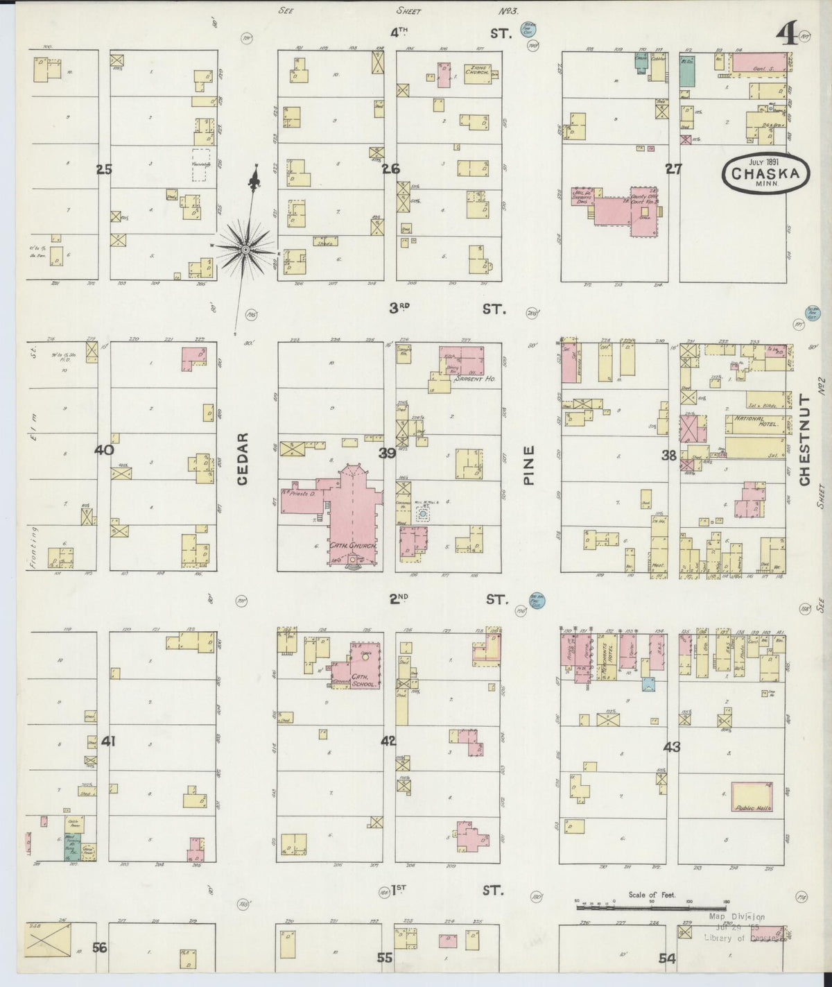 Sanborn Fire Insurance Map from Chaska, Carver County, Minnesota (1891), Sheet #0004 - Complete Map Set gallery image, historic Sanborn map, vintage wall art, Minnesota Minnesota