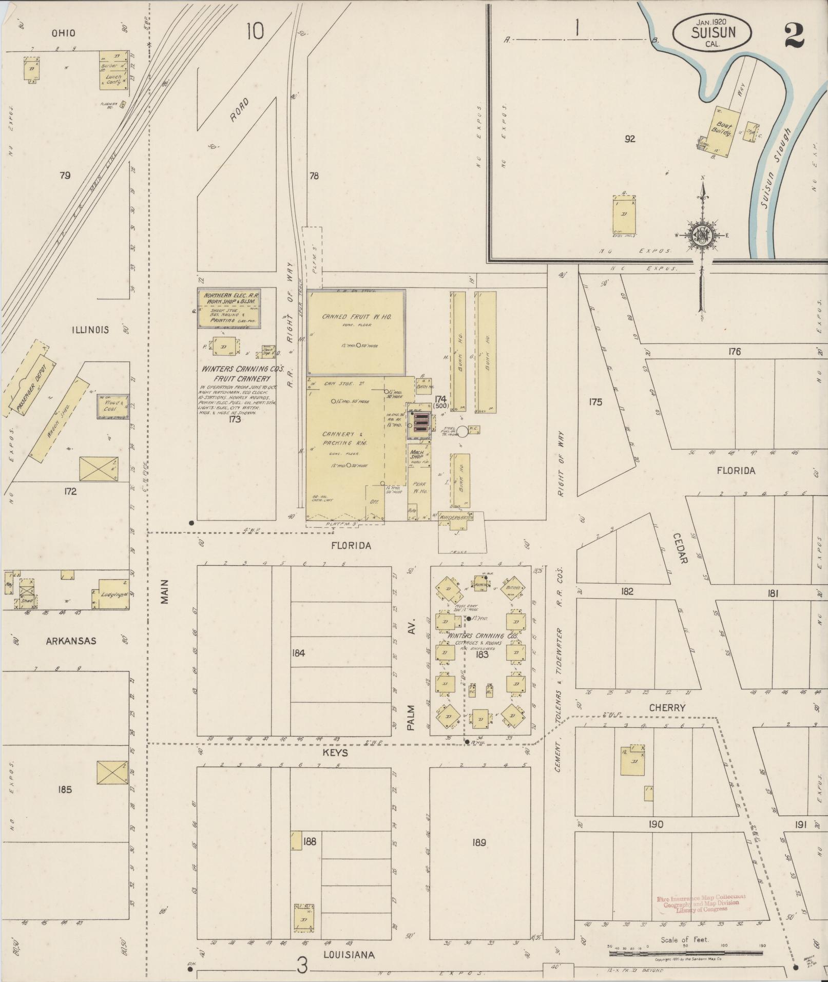 Sanborn Fire Insurance Map from Suisun, Solano County, California (1920), Sheet #0002 - Complete Map Set gallery image, historic Sanborn map, vintage wall art, California California