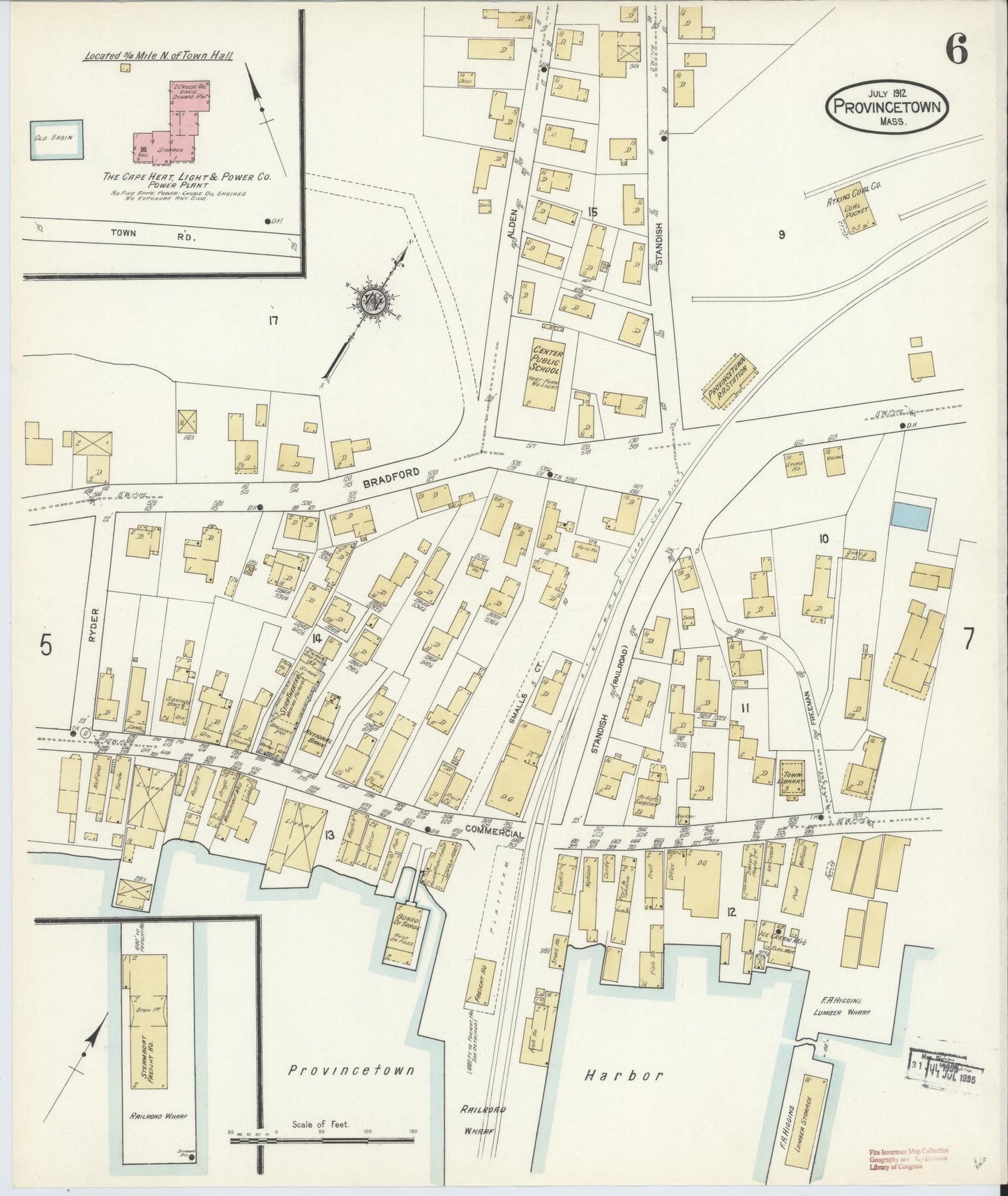 Sanborn Fire Insurance Map from Provincetown, Barnstable County, Massachusetts (1912), Sheet #0006 - Complete Map Set gallery image, historic Sanborn map, vintage wall art, Massachusetts Massachusetts