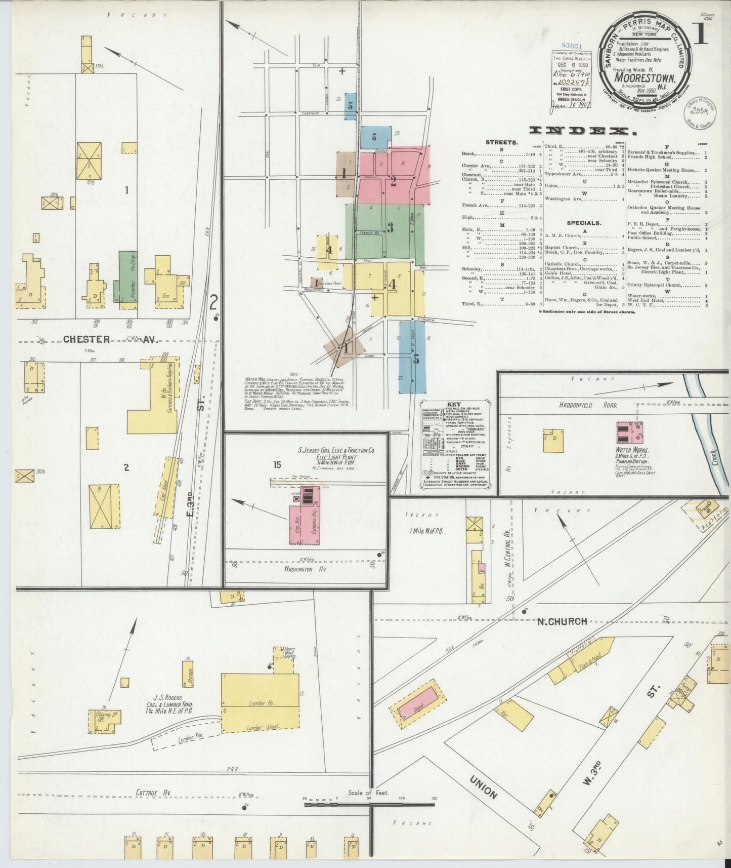 Sanborn Fire Insurance Map from Moorestown, Burlington County, New Jersey. (1900) – Historic Sanborn Fire Insurance Map Print